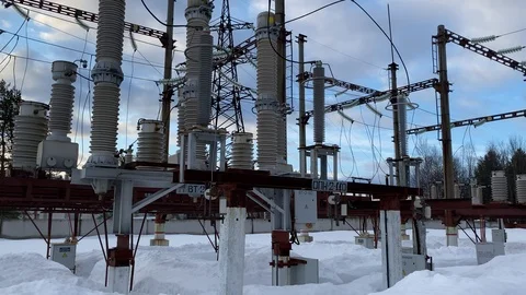 Traction substation equipment Stock Footage