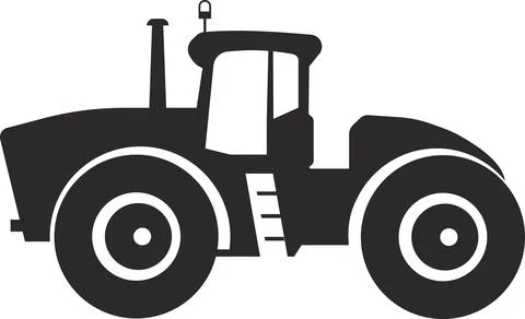 Tractor for agricultural work. Black flat symbol. Isolated image. Stock Illustration