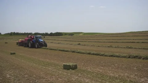 Tractor and Bailor (4) Stock Footage 221861336