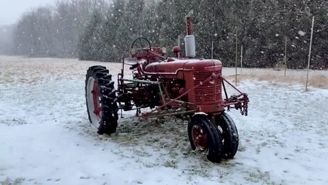 Tractor and Slow Motion Snow (Full Length Video) 스톡 동영상 147134958
