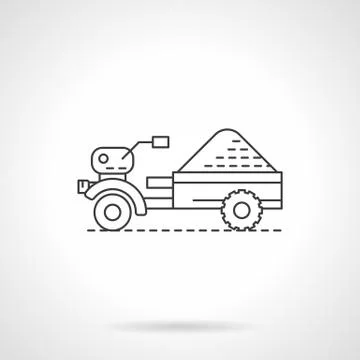 Tractor and trailer flat thin line vector icon Illustrazione stock