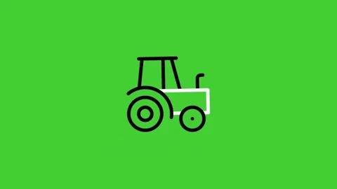 Tractor animated icon on bright green screen background Stock Footage 314767447
