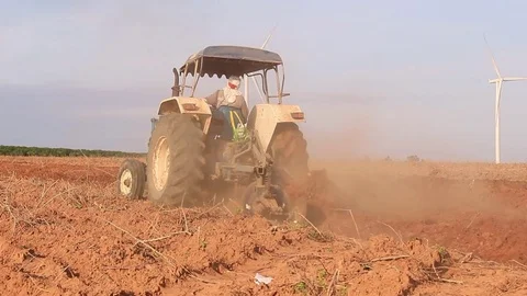 Tractor are plowing in field. Stock Footage 83574102