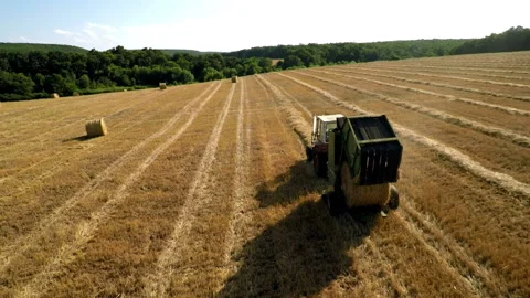 Tractor with Baling Press Video stock 236718074