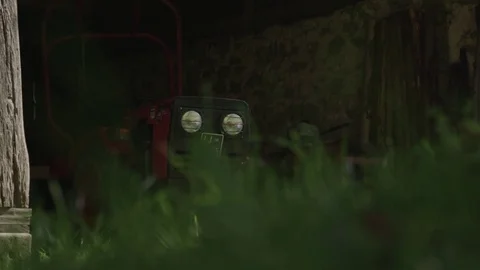 Tractor in the  barn Vídeo Stock 76739831