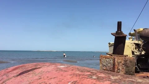 Tractor on beach Stock Footage 80505586