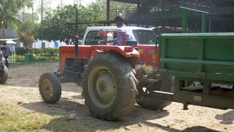 Tractor being driven forward in a tea garden Stock Footage 153269002
