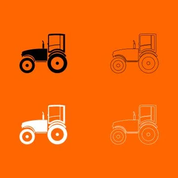 Tractor black and white set icon . Stock Illustration