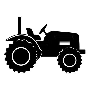 Tractor black illustration on white backround Illustrazione stock