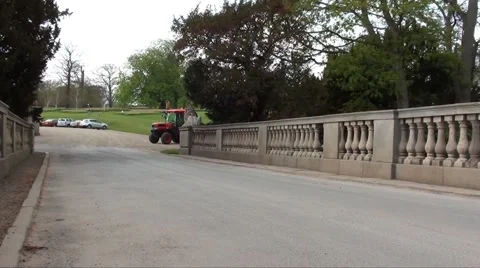 Tractor on bridge Stock Footage 3287924