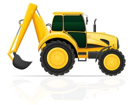 Tractor with a bucket behind illustration Stock Illustration