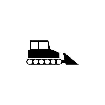 Tractor with Bucket, Bulldozer Flat Vector Icon Stock Illustration