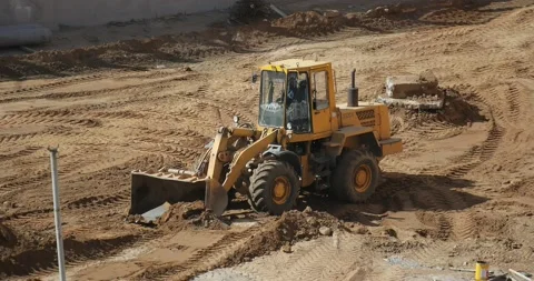 Tractor bulldozer drives close-up. Stock Footage 166903205