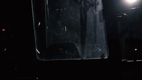 Tractor cabin at night in the light Stock Footage 91585998