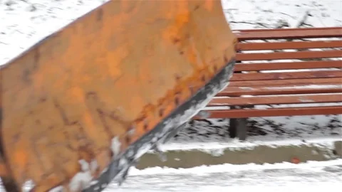 Tractor Cleaning up the Snow Stock Footage 75008993