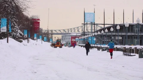 Tractor Clearing Snow Stock Footage 102980587