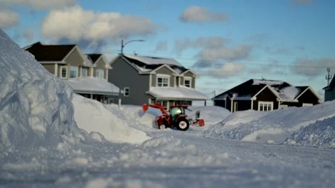 Tractor Clearing Snow From Private Driveway Stock Footage 265490651