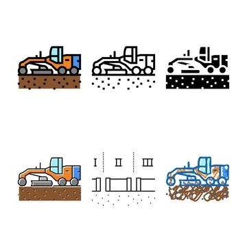Tractor concepts prepare space for pipeline construction color icon vector Stock Illustration