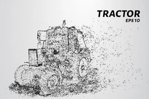The tractor consists of dots and circles. Tractor wind blows the particles. V Stock Illustration