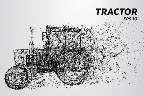 The tractor consists of dots and circles. Tractor wind blows the particles. V Stock Illustration