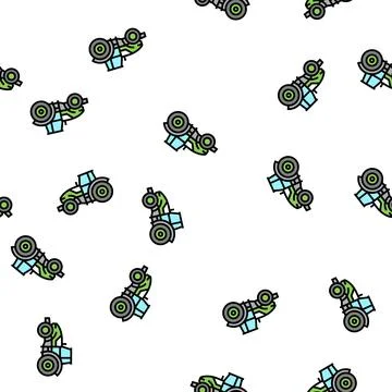 Tractor construction car vehicle vector seamless pattern Illustrazione stock