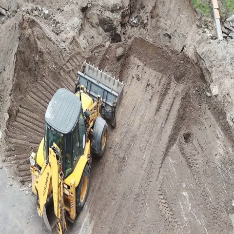 Tractor on the construction site Stock Footage 69484974
