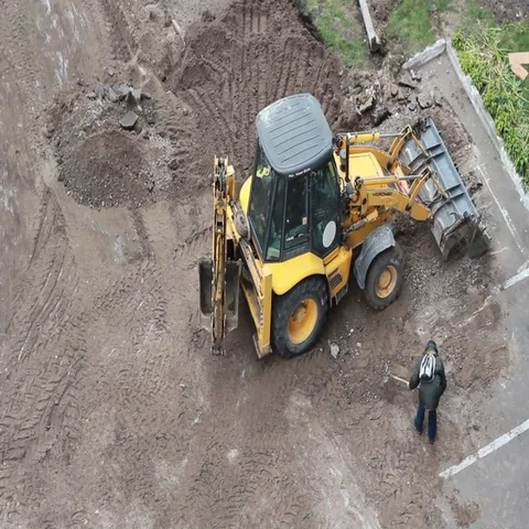 Tractor on the construction site Stock Footage 69485196
