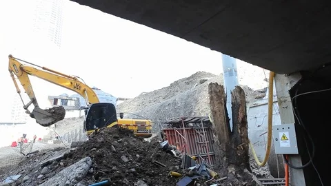Tractor on construction site Stock Footage 77100201