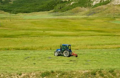 Tractor cultivating field Stock Photos