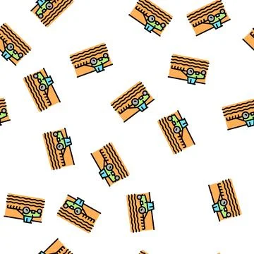 Tractor cultivating field vector seamless pattern 스톡 일러스트