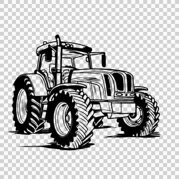 Tractor With Deep Treaded Wheels Angle tires cabin engine Stock Illustration
