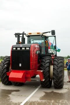 Tractor demonstration on platform open-air Stock Photos