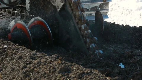 Tractor digs a trench Stock-Footage 89885040