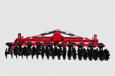 Tractor disc Harrow for preparing the ground. Isolated. Stock Photos