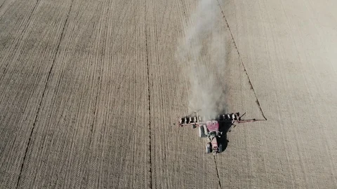 Tractor doing stubble tillage in the field Stock Footage 111913626
