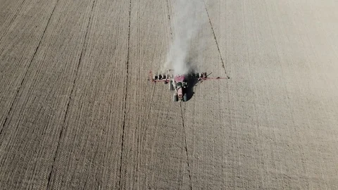 Tractor doing stubble tillage in the field Stock Footage 111913634