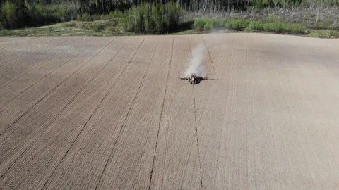 Tractor doing stubble tillage in the field Stock Footage 111913681