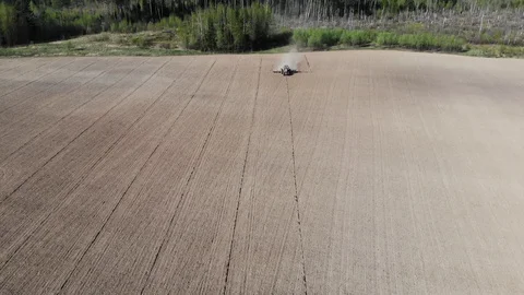 Tractor doing stubble tillage in the field Stock Footage 111913702