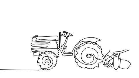 Tractor driver farmer, man, animated illustration. One continuous self drawing Stock Footage 300188840
