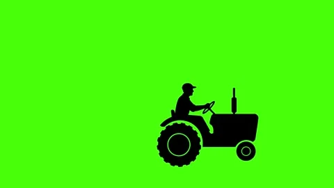Tractor with Driver Silhouette Animation 4K Green Screen Farming Motion Grap Stock Footage 322721101