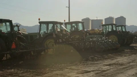 Tractor Drivers Calling it a Day Stock Footage 95614134