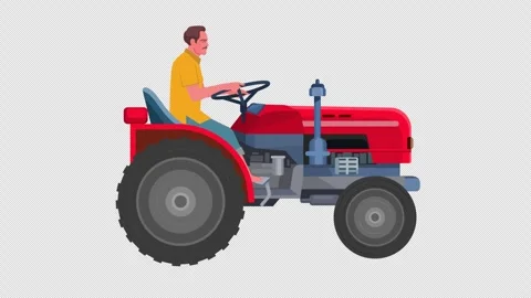 Tractor driving animation Stock Footage 294312199