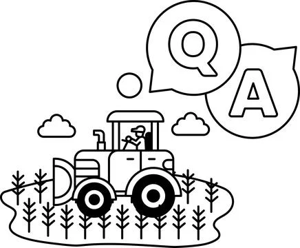 A tractor is driving through a field with clouds in the sky Stock Illustration