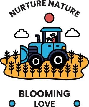 A tractor is driving through a field of corn Stock Illustration