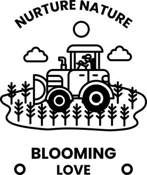 A tractor is driving through a field of corn Stock Illustration