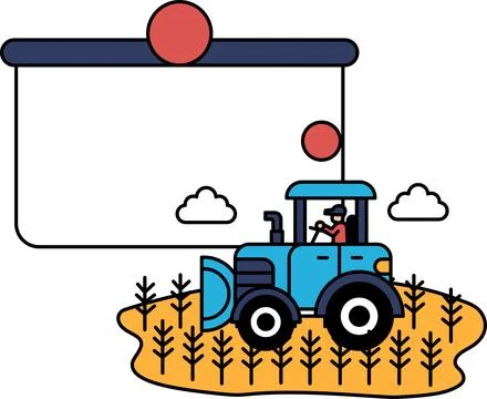 A tractor is driving through a field of corn Stock Illustration