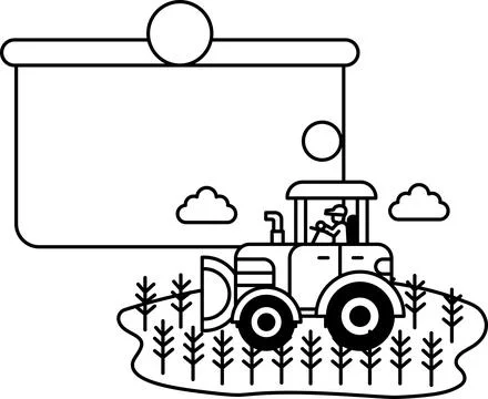 A tractor is driving through a field of corn Stock Illustration