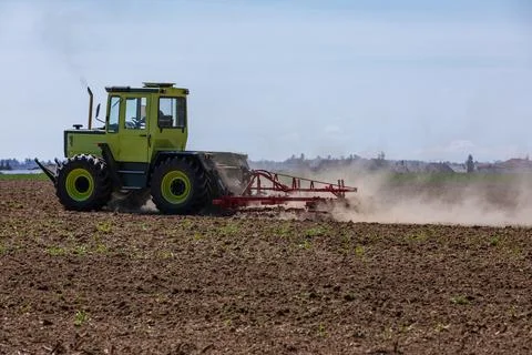 Tractor during a drought Stock Photos