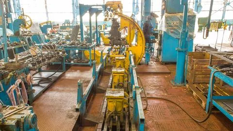 Tractor engine assembled on the factory production line on tractor factory ti Stock Photos