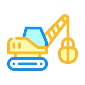 Tractor excavator color icon vector isolated illustration 스톡 일러스트